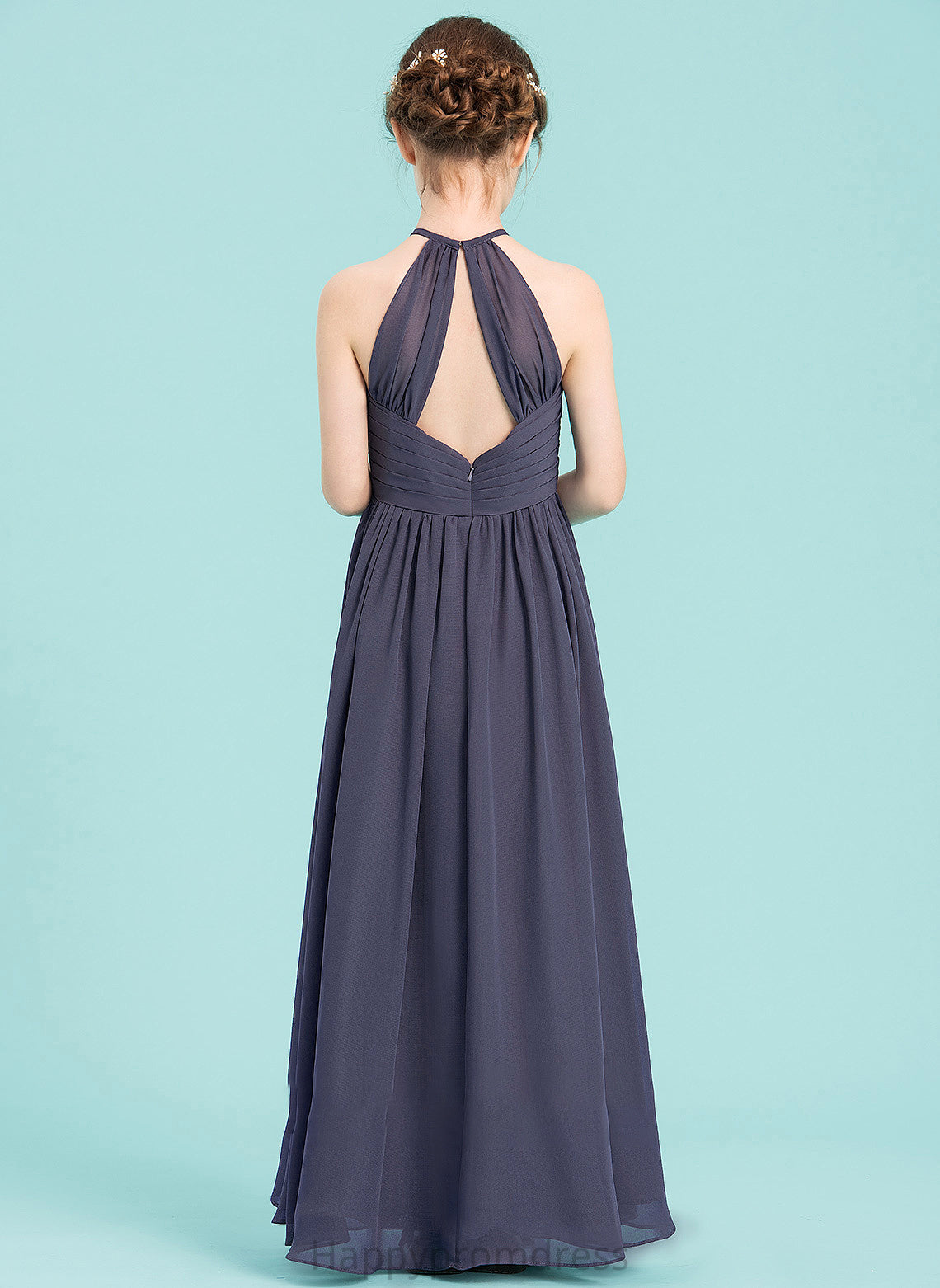 Scoop Junior Bridesmaid Dresses Chiffon A-Line Neck Floor-Length With Jazmyn Ruffle