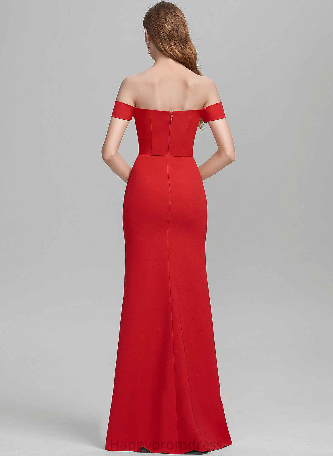 Prom Dresses Off-the-Shoulder Split Stretch Crepe Sheath/Column Floor-Length Kirsten Front With