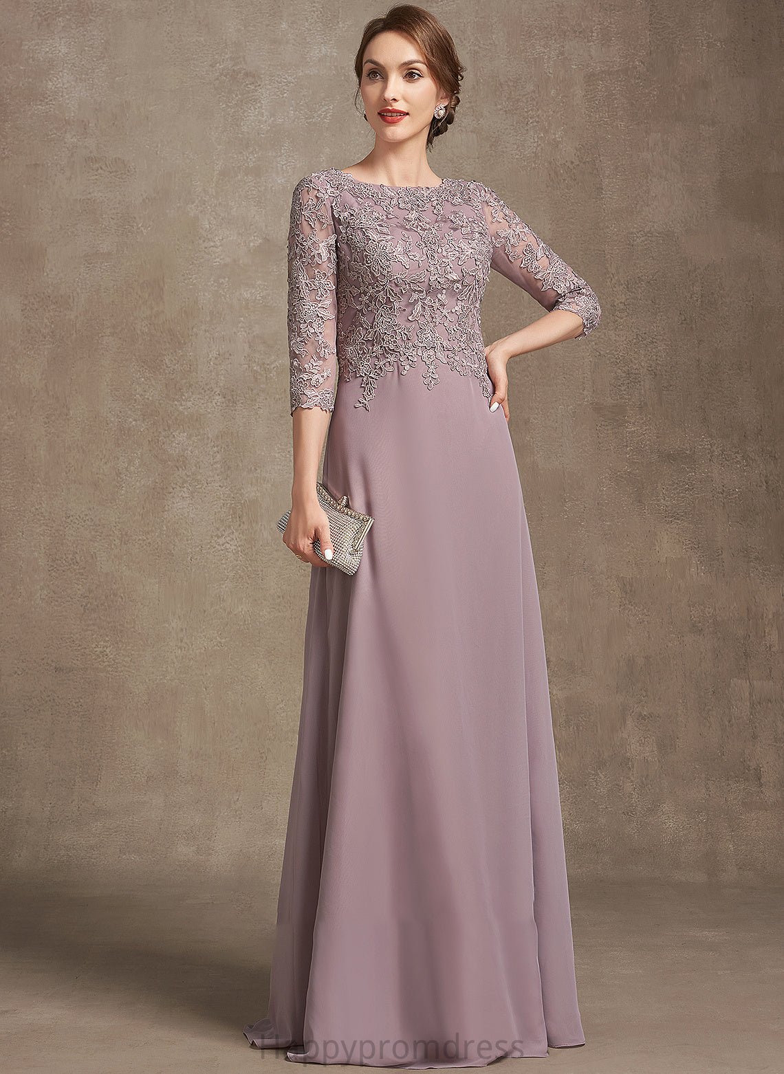 Chiffon Floor-Length Dress of Bride Mother of the Bride Dresses Mother Neck A-Line the Scoop Moriah Lace