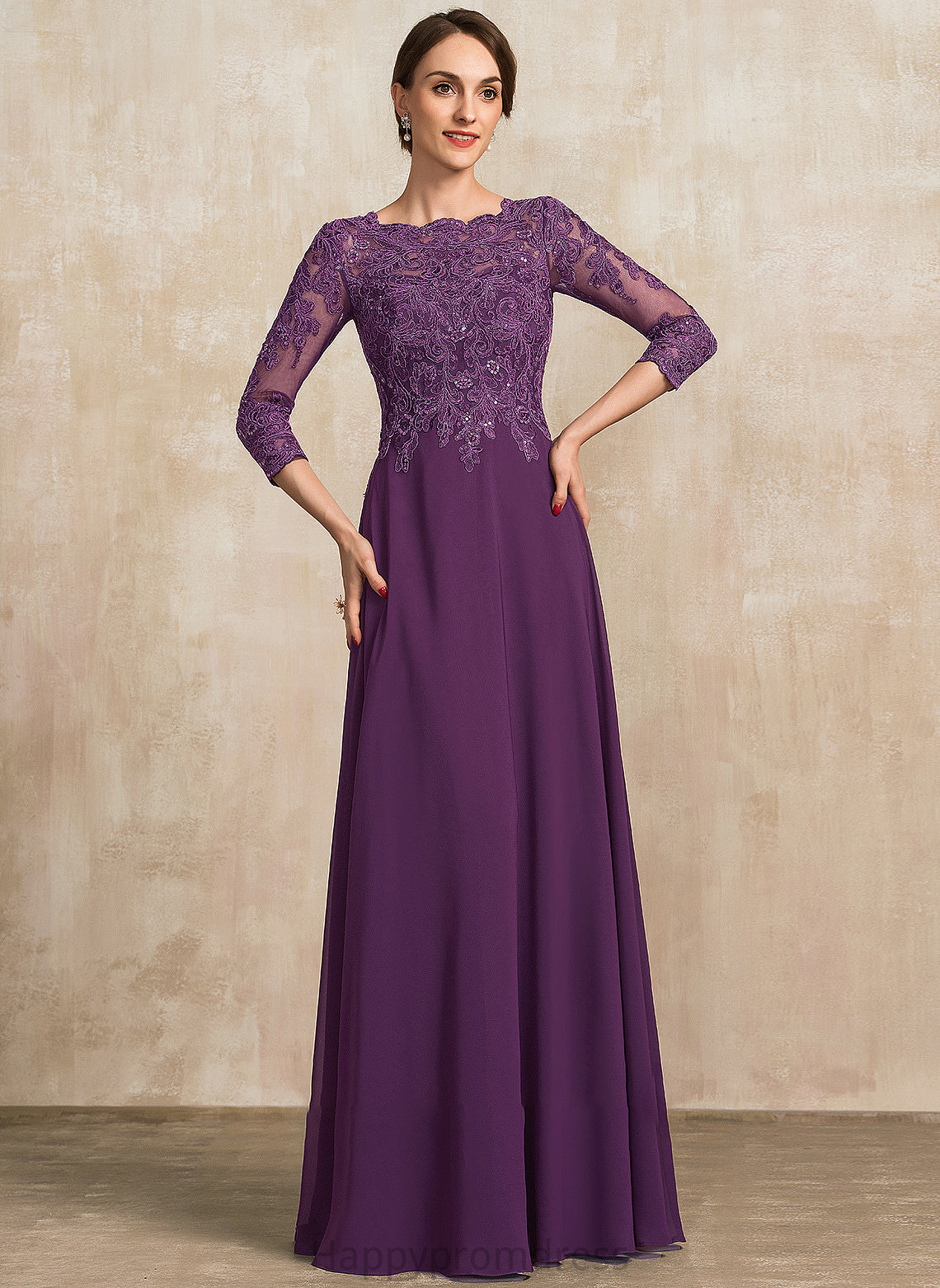 A-Line With Lace Dress Mother of the Bride Dresses Bride Scoop Neck Floor-Length of the Chiffon Sequins Rhianna Mother