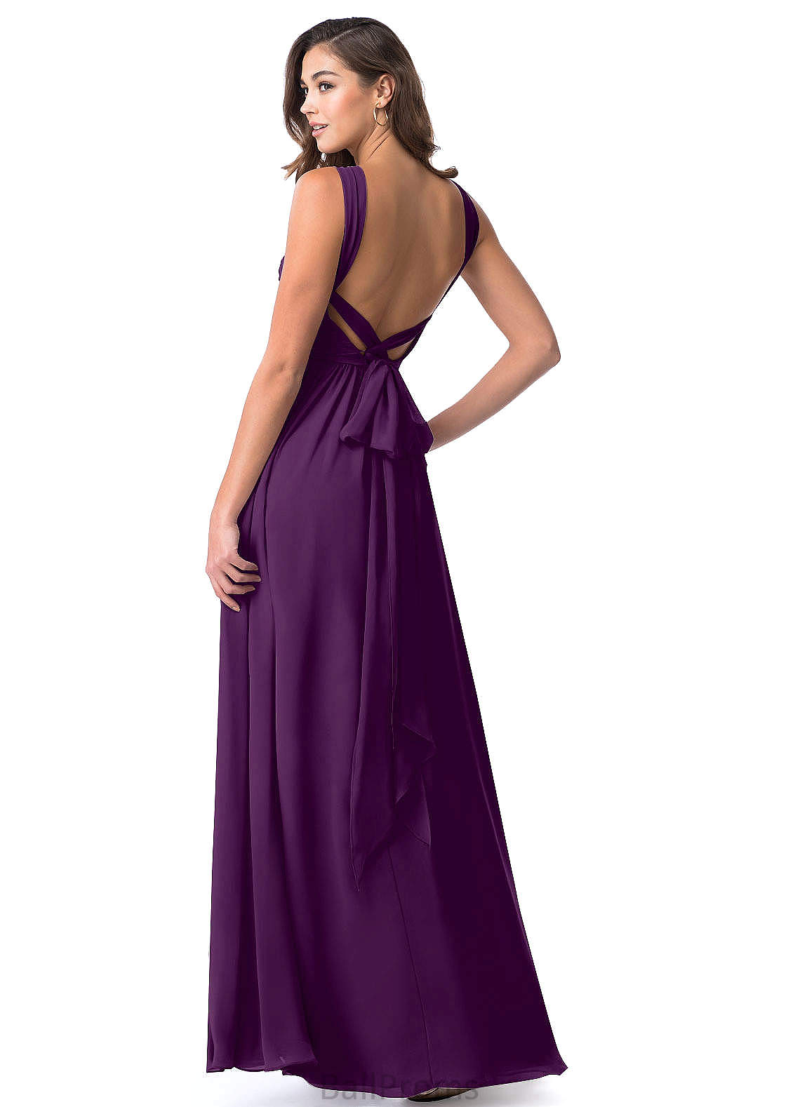 Veronica V-Neck A-Line/Princess Empire Waist Half Sleeves Floor Length Bridesmaid Dresses