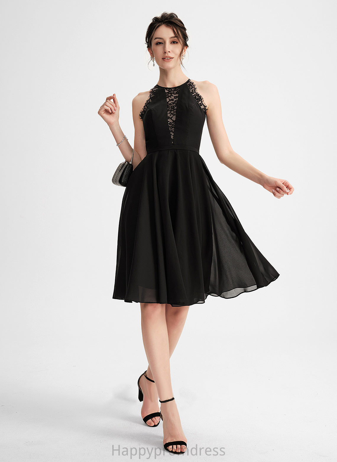 Homecoming Dresses Neck Dress Chiffon A-Line Scoop With Knee-Length Paityn Homecoming Lace