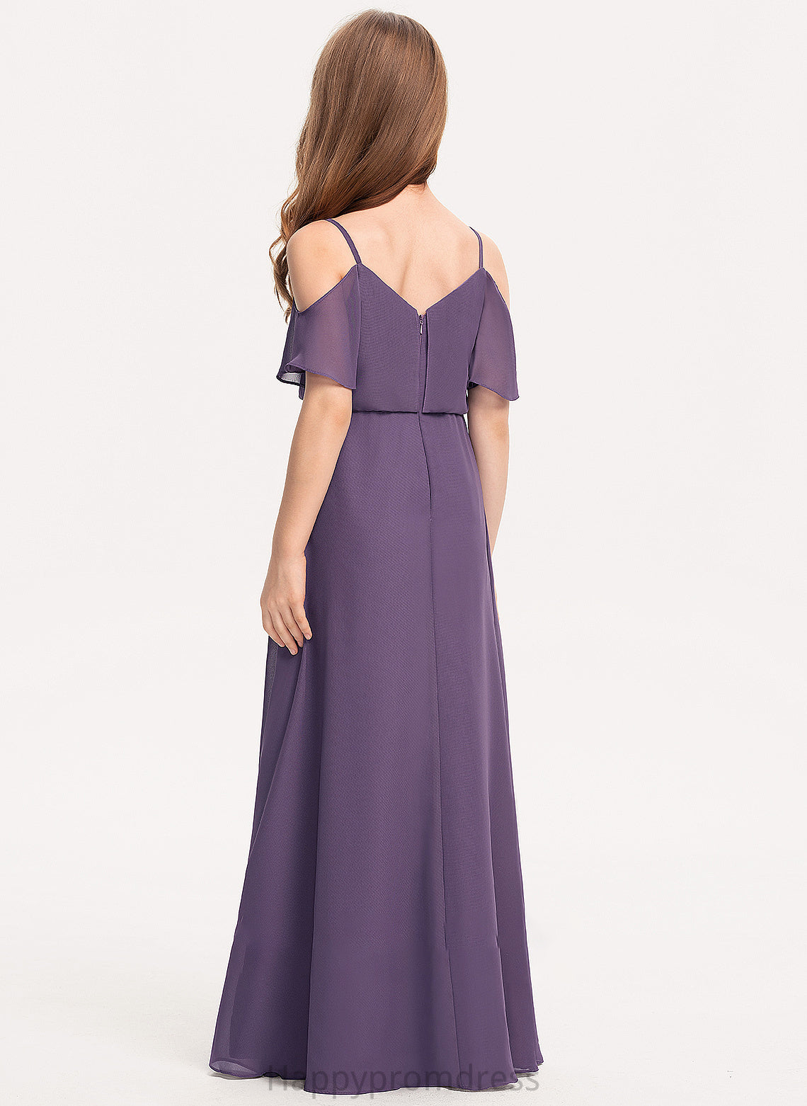 Floor-Length Ariel Junior Bridesmaid Dresses A-Line V-neck Chiffon