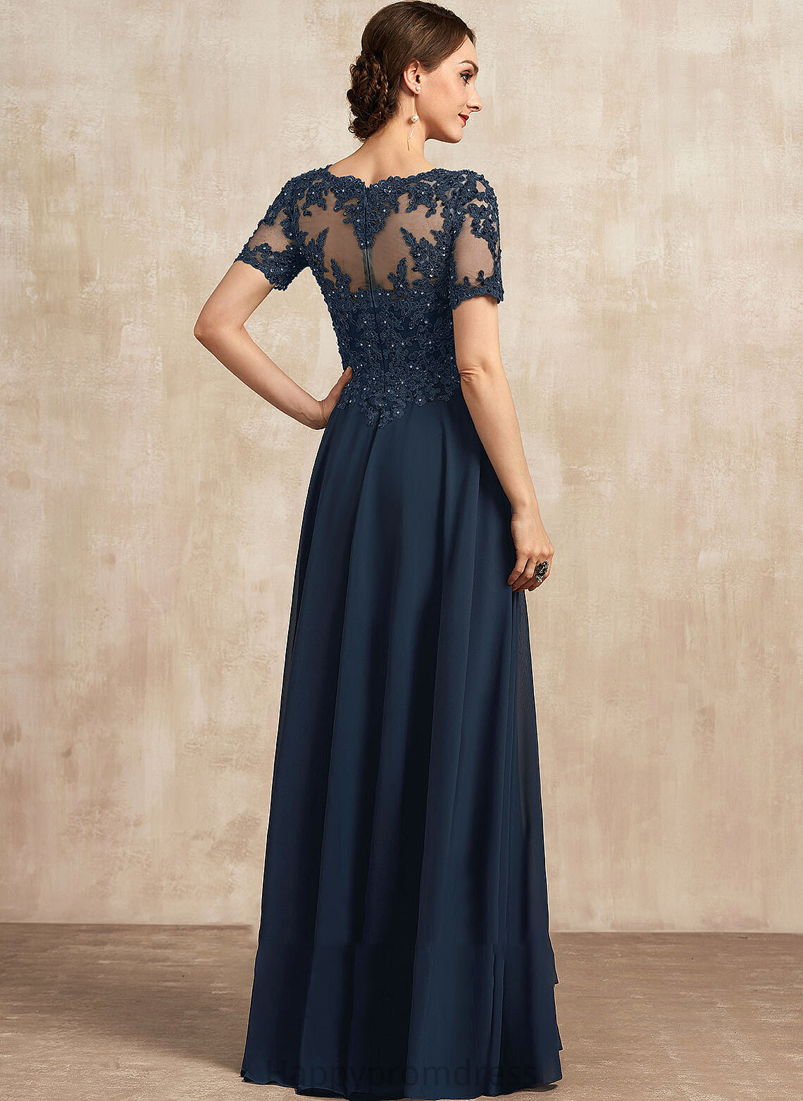 Mother Scoop Sequins Floor-Length of Maisie Lace Chiffon the With Neck Dress Mother of the Bride Dresses Beading Bride A-Line