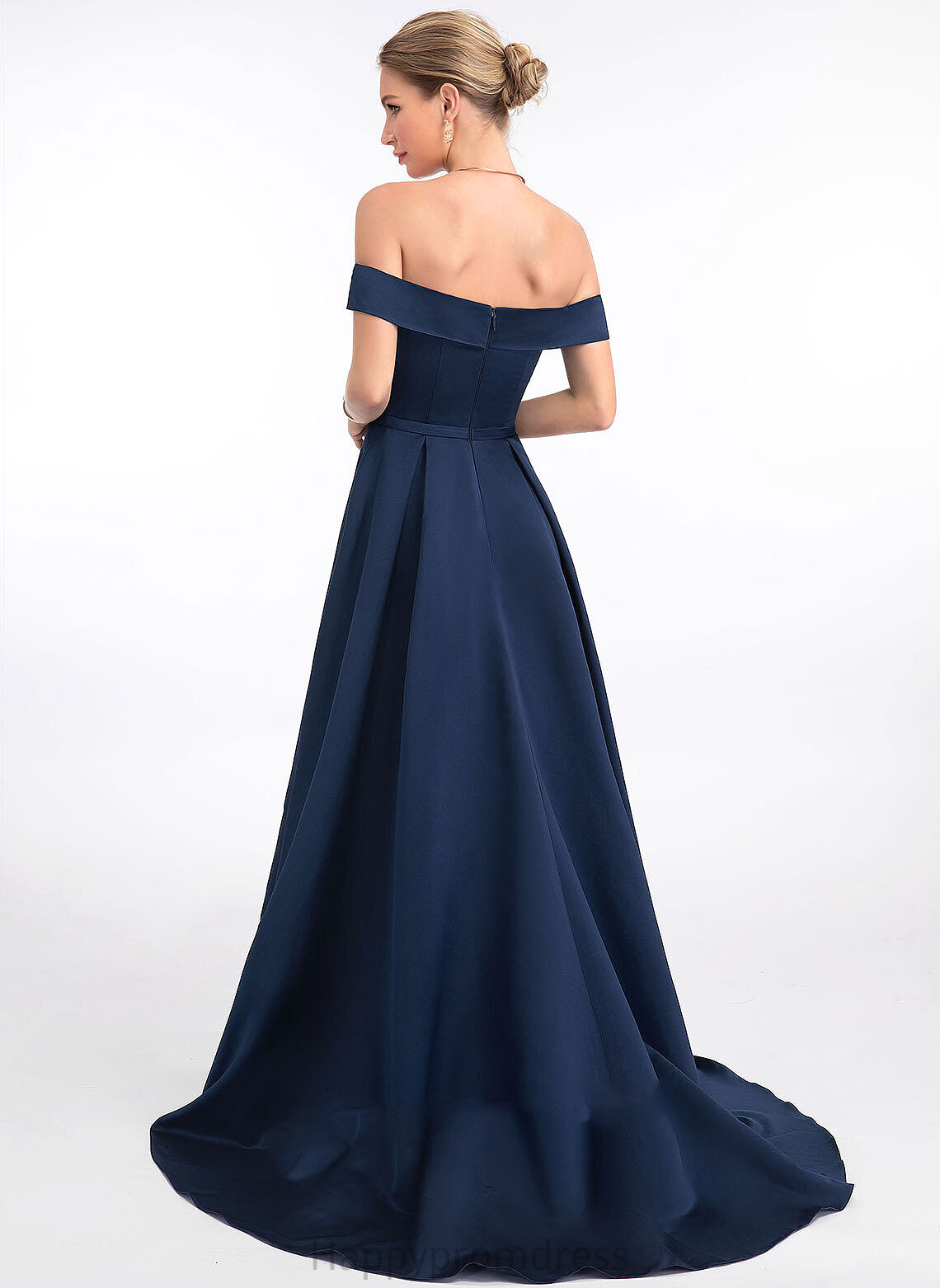 Prom Dresses Asymmetrical Satin Ball-Gown/Princess Courtney Off-the-Shoulder