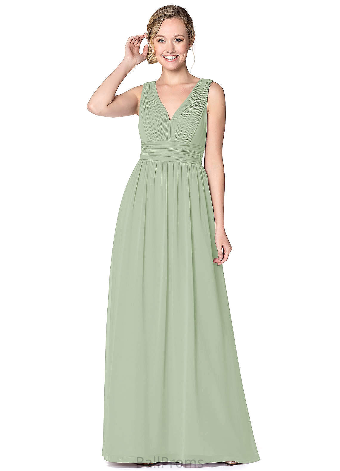 Kamari Natural Waist A-Line/Princess Floor Length Sleeveless Scoop Bridesmaid Dresses