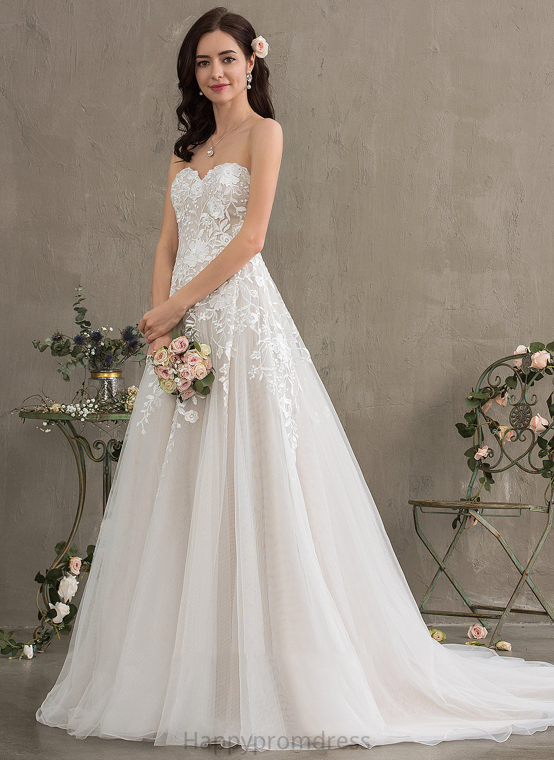 Court Wedding Ball-Gown/Princess Wedding Dresses Train Sweetheart Dress Kaylynn Tulle