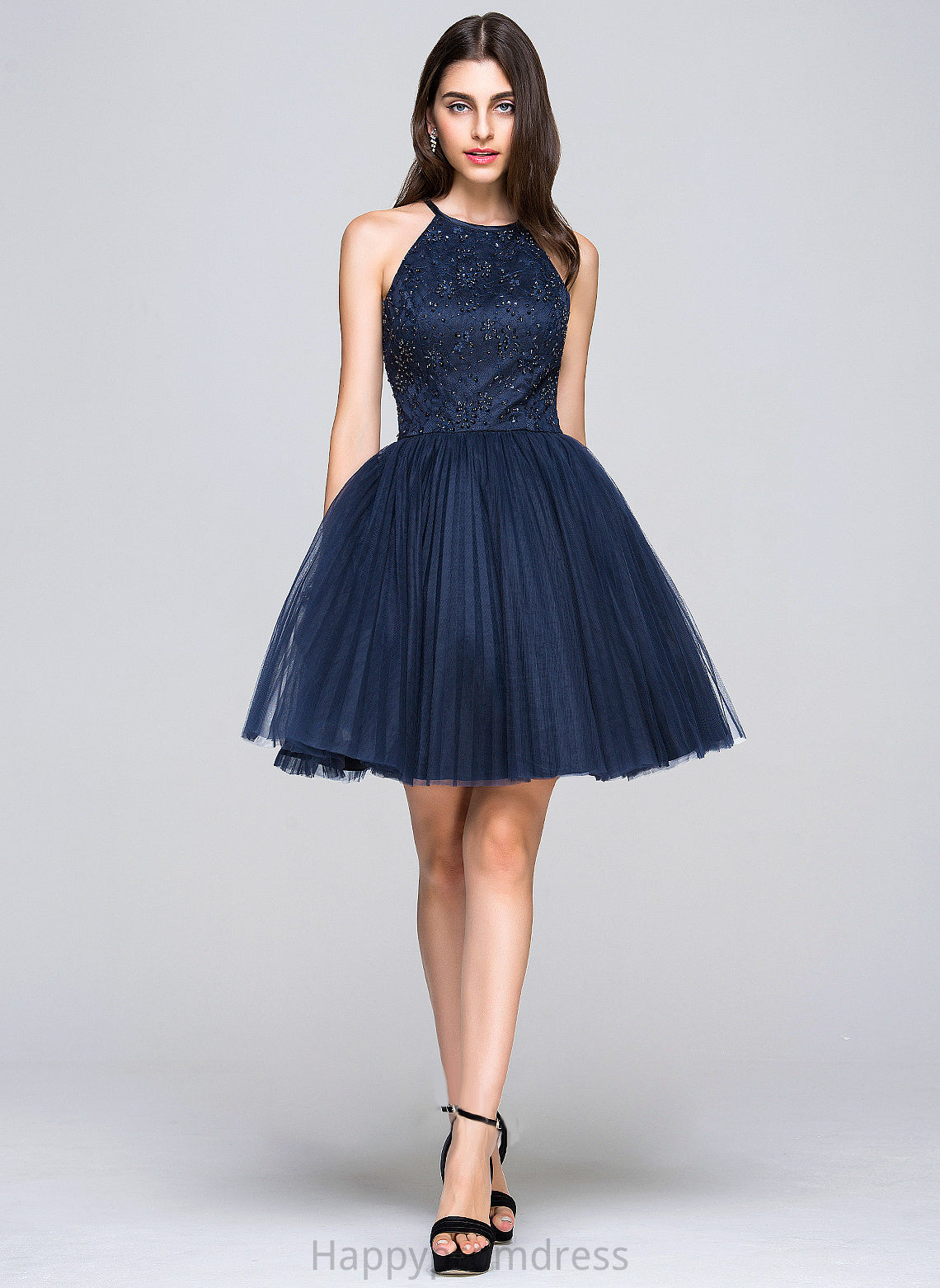 Short/Mini Beading Prom Dresses Sequins A-Line/Princess With Scoop Pleated Mckayla Neck Bow(s)