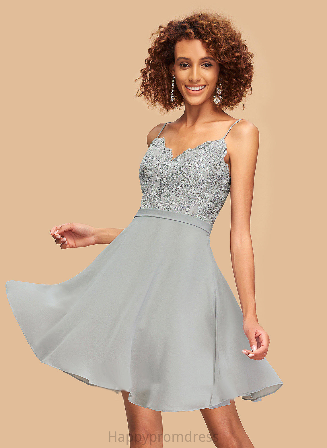 Beading V-neck With Melanie Lace Chiffon Short/Mini Homecoming Homecoming Dresses Dress A-Line