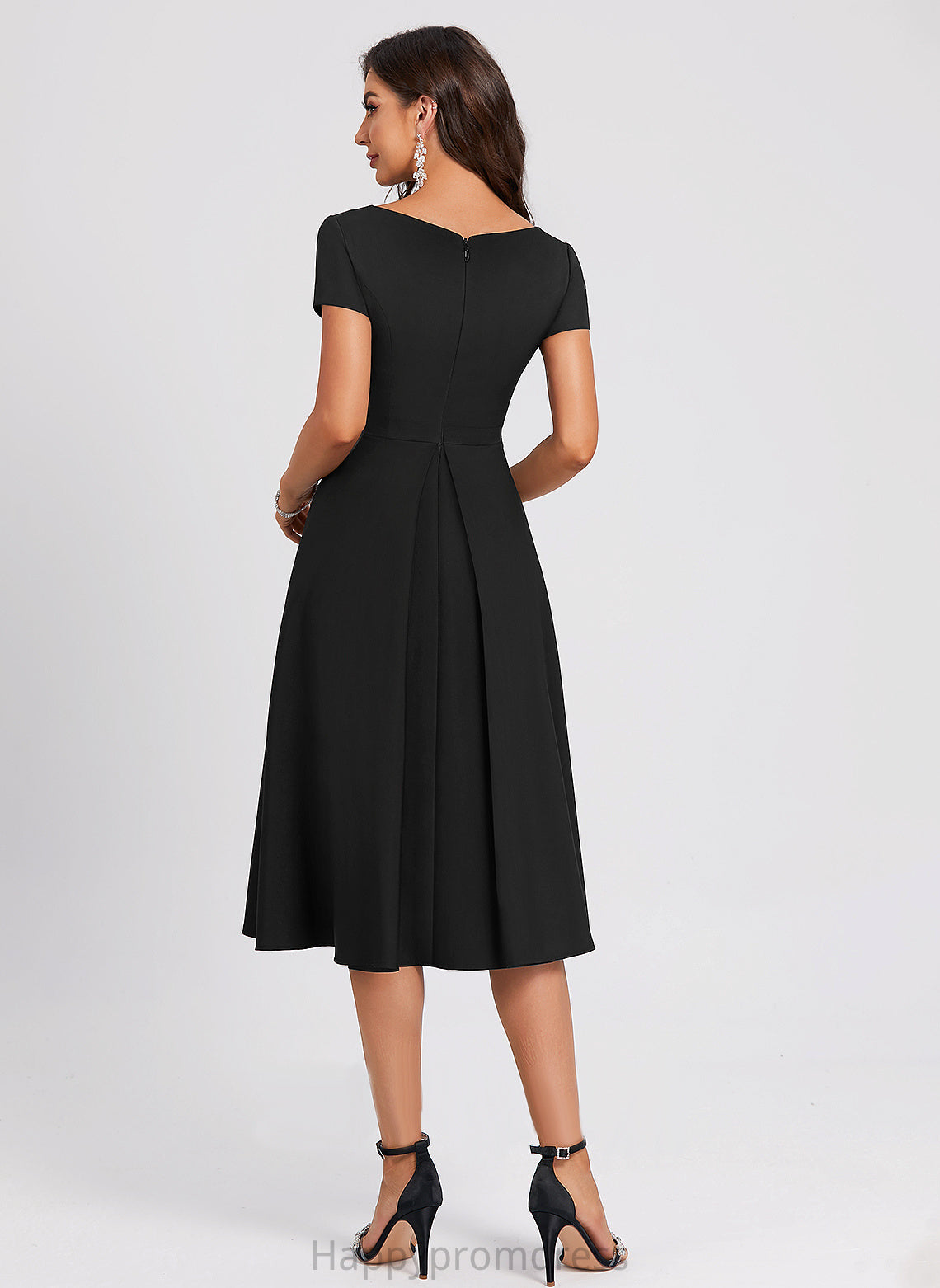 V-neck Dress Alexis Stretch Cocktail Dresses Cocktail A-Line Crepe Knee-Length