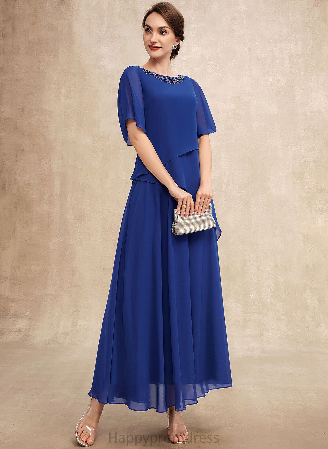 Scoop With Neck the Dress of Bride Chiffon Beading Mother Ankle-Length Amiya Mother of the Bride Dresses A-Line