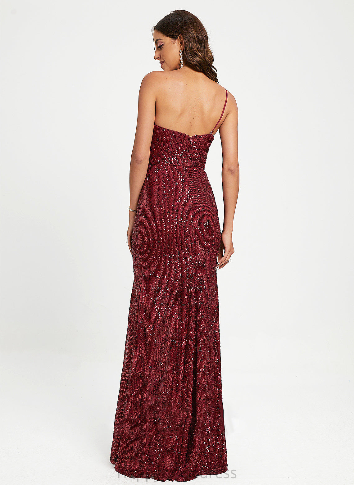 Ruffle Naima Sequins Sequined Sheath/Column One-Shoulder With Prom Dresses Floor-Length