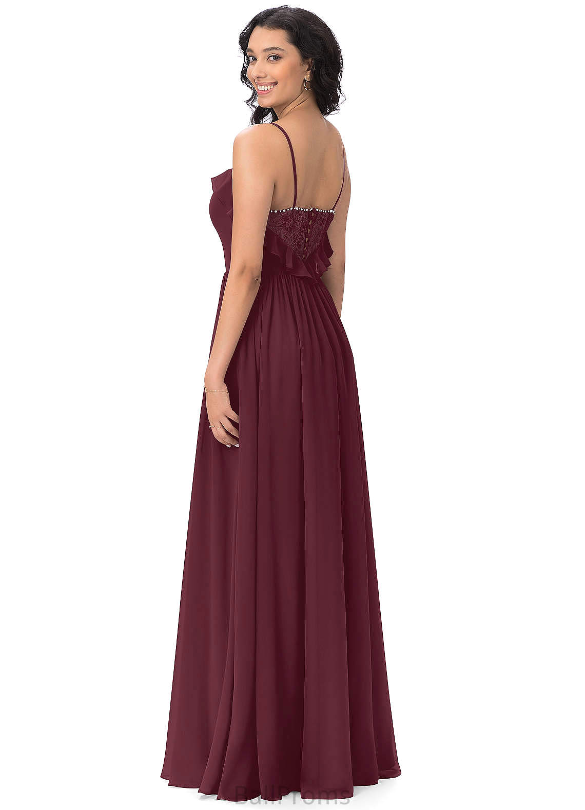 Una Sleeveless Spaghetti Staps A-Line/Princess Floor Length Natural Waist Bridesmaid Dresses