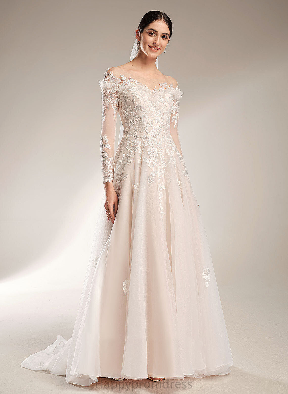 With Court Off-the-Shoulder Train Ball-Gown/Princess Wedding Wedding Dresses Nathaly Dress Sequins