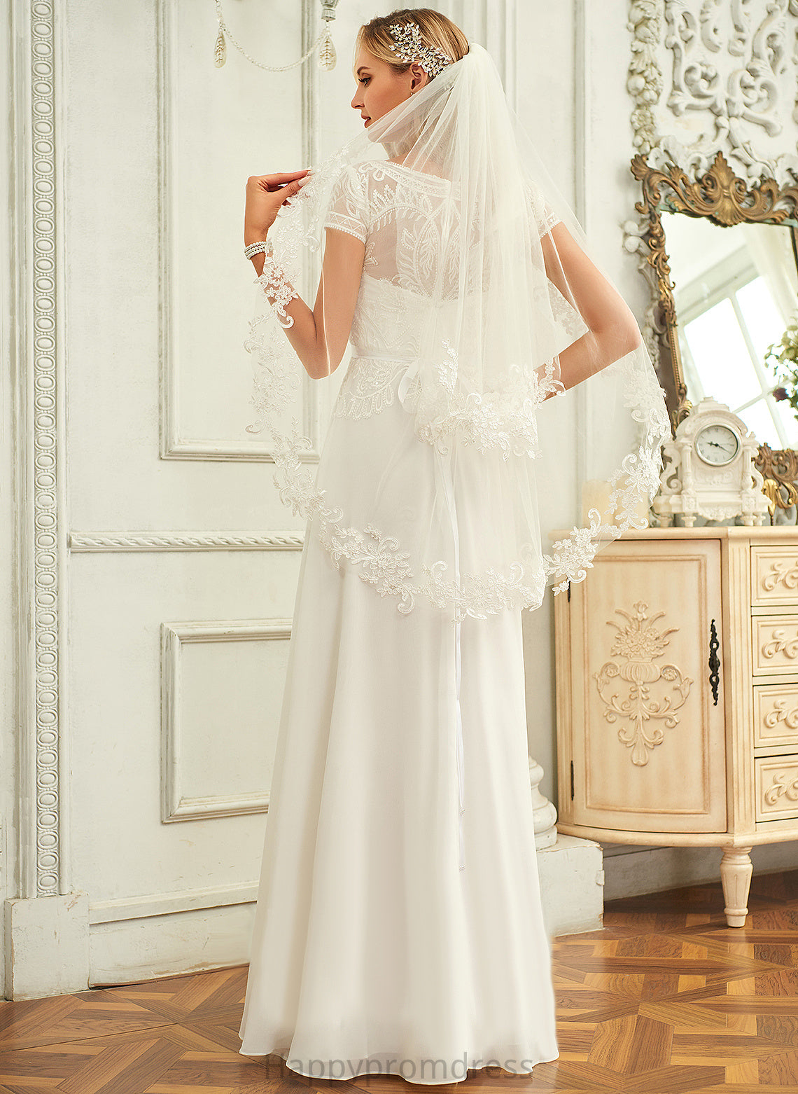 Wedding Dresses Chiffon Camryn Neck Floor-Length With Sequins Lace Scoop Wedding Dress