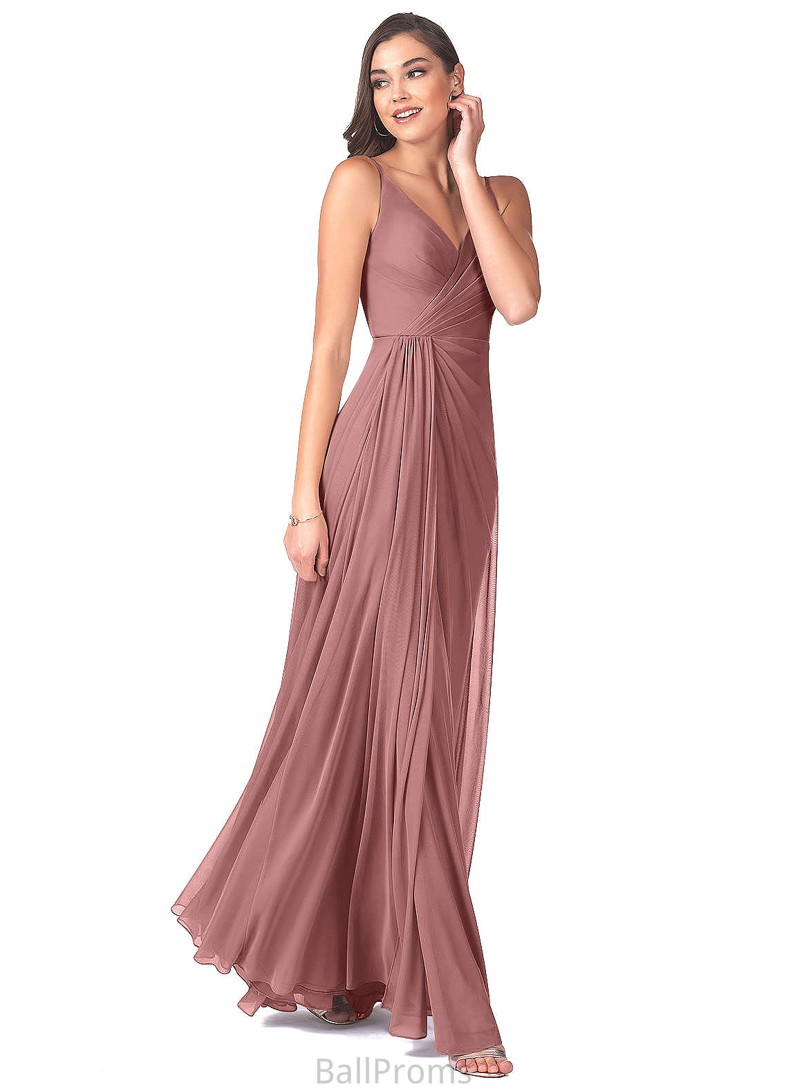 Viviana Sleeveless Natural Waist A-Line/Princess Floor Length Scoop Bridesmaid Dresses