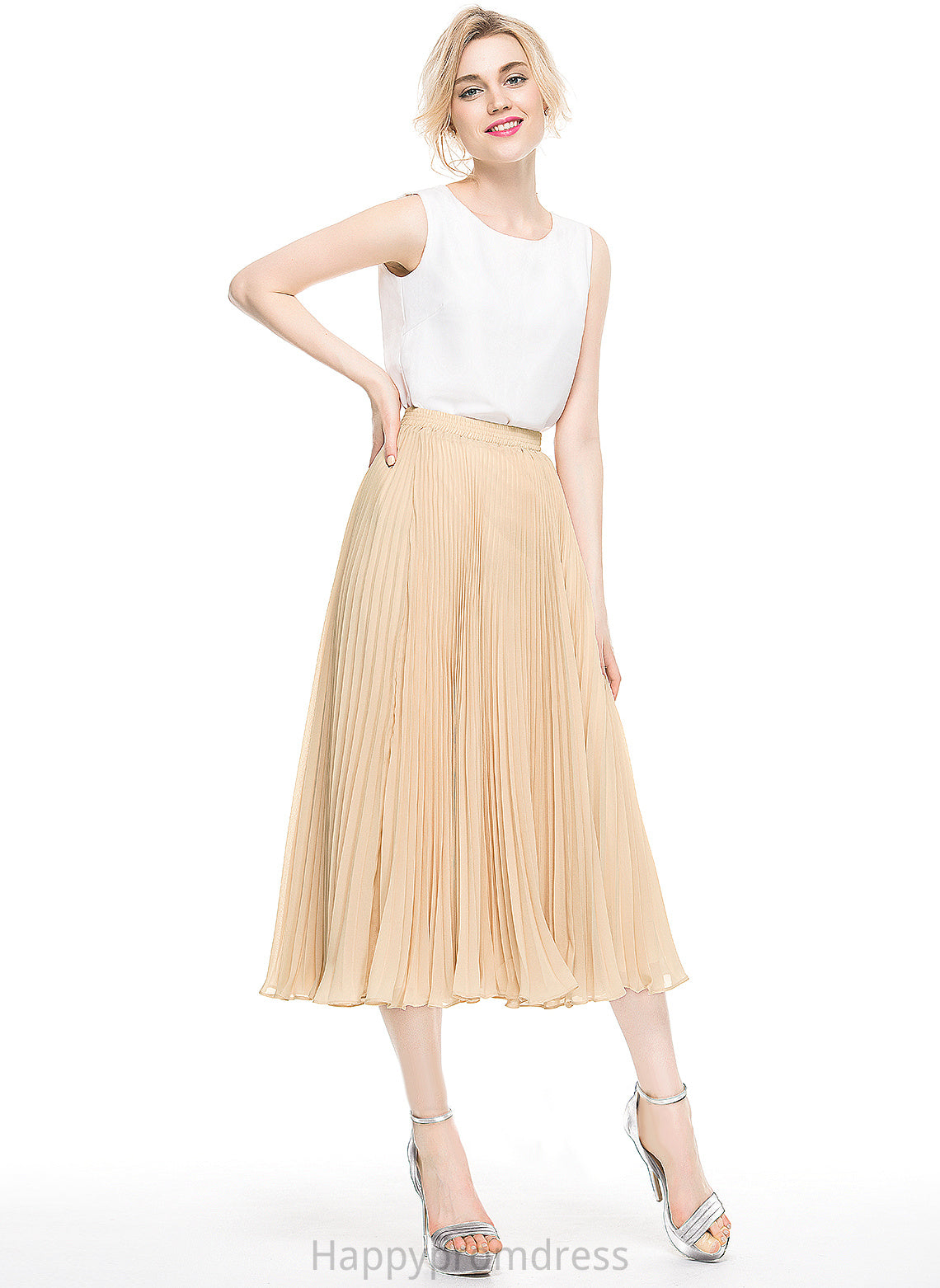 Cocktail Dresses With Chiffon A-Line/Princess Cocktail Pleated Skirt Tea-Length Mary