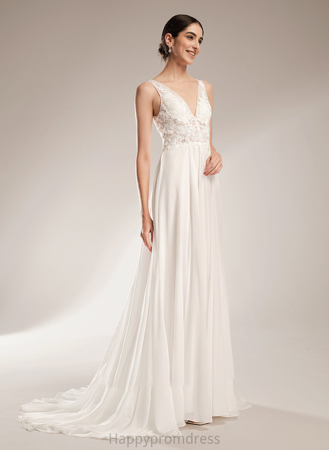 V-neck Beading Dress Wedding Jaidyn Train A-Line Wedding Dresses With Court Sequins