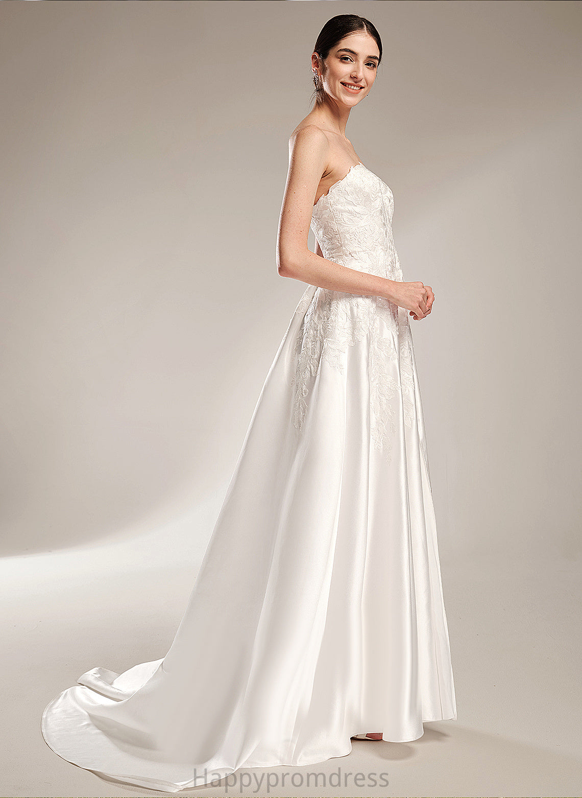 Train Split Wedding Justine Sweetheart Front Satin Ball-Gown/Princess Lace With Wedding Dresses Chapel Dress