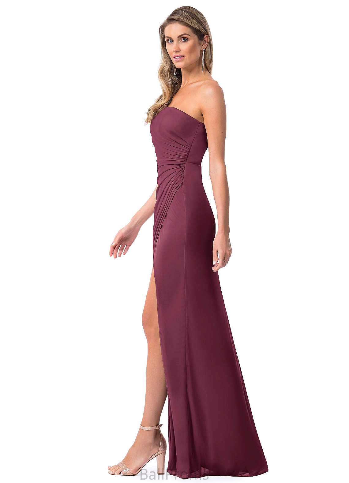 Yvonne Sleeveless A-Line/Princess Natural Waist Halter Floor Length Bridesmaid Dresses