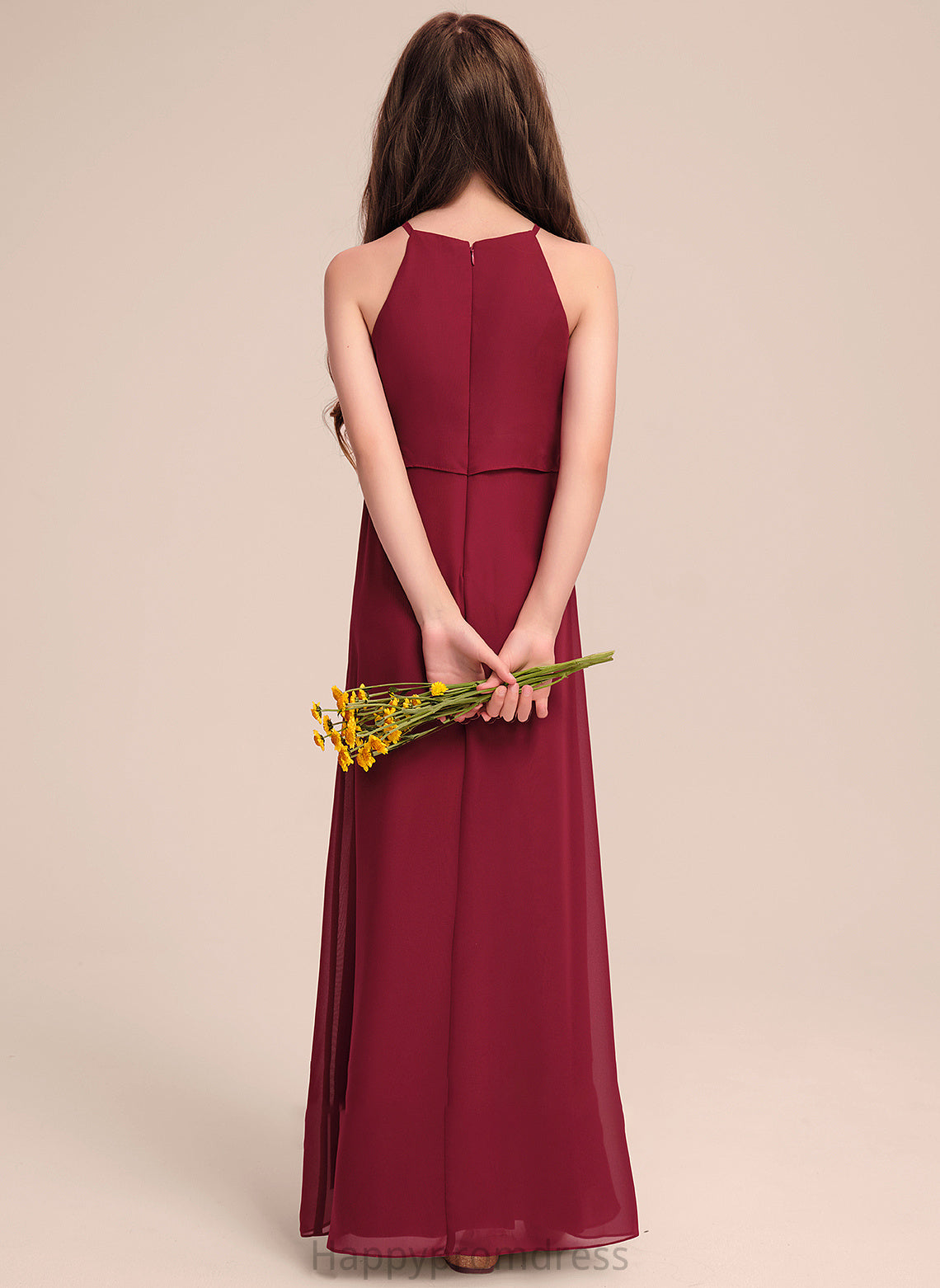 Scoop Ruffles Floor-Length With Chiffon Jazmine Junior Bridesmaid Dresses A-Line Neck