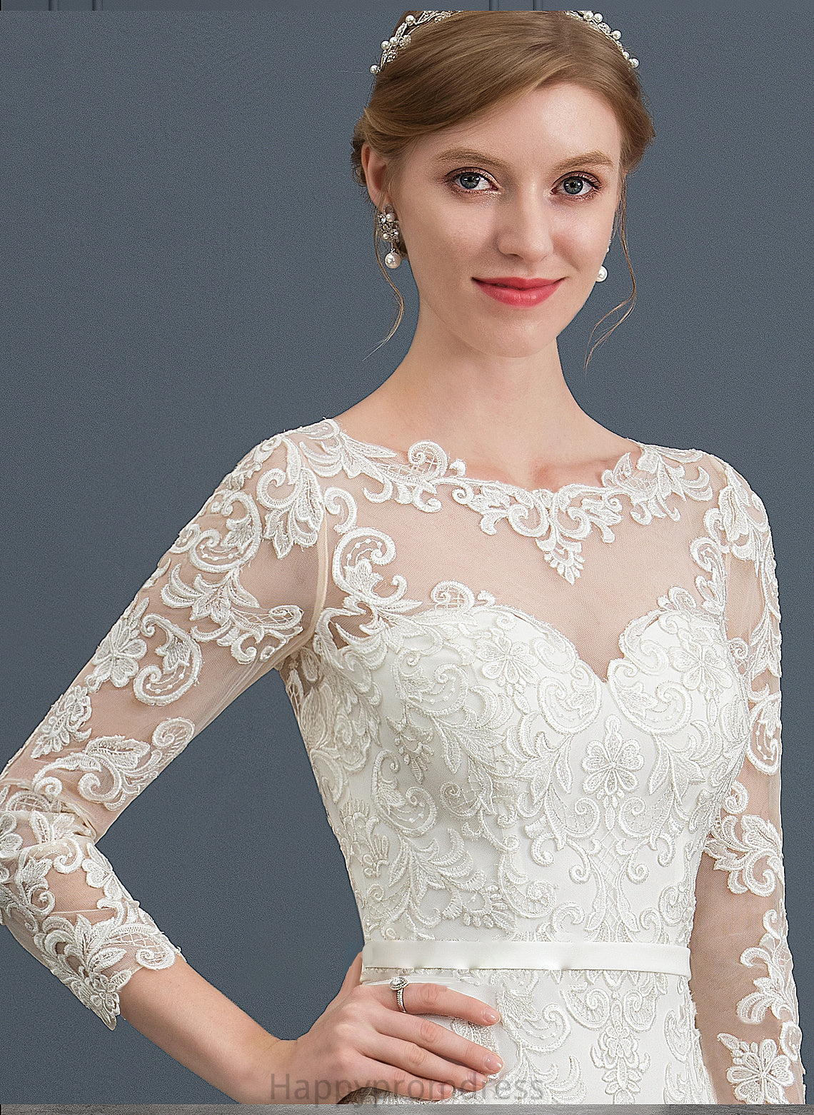 Wedding Crepe Wedding Dresses Trumpet/Mermaid Lace Illusion Ashleigh Train Chapel Stretch With Dress