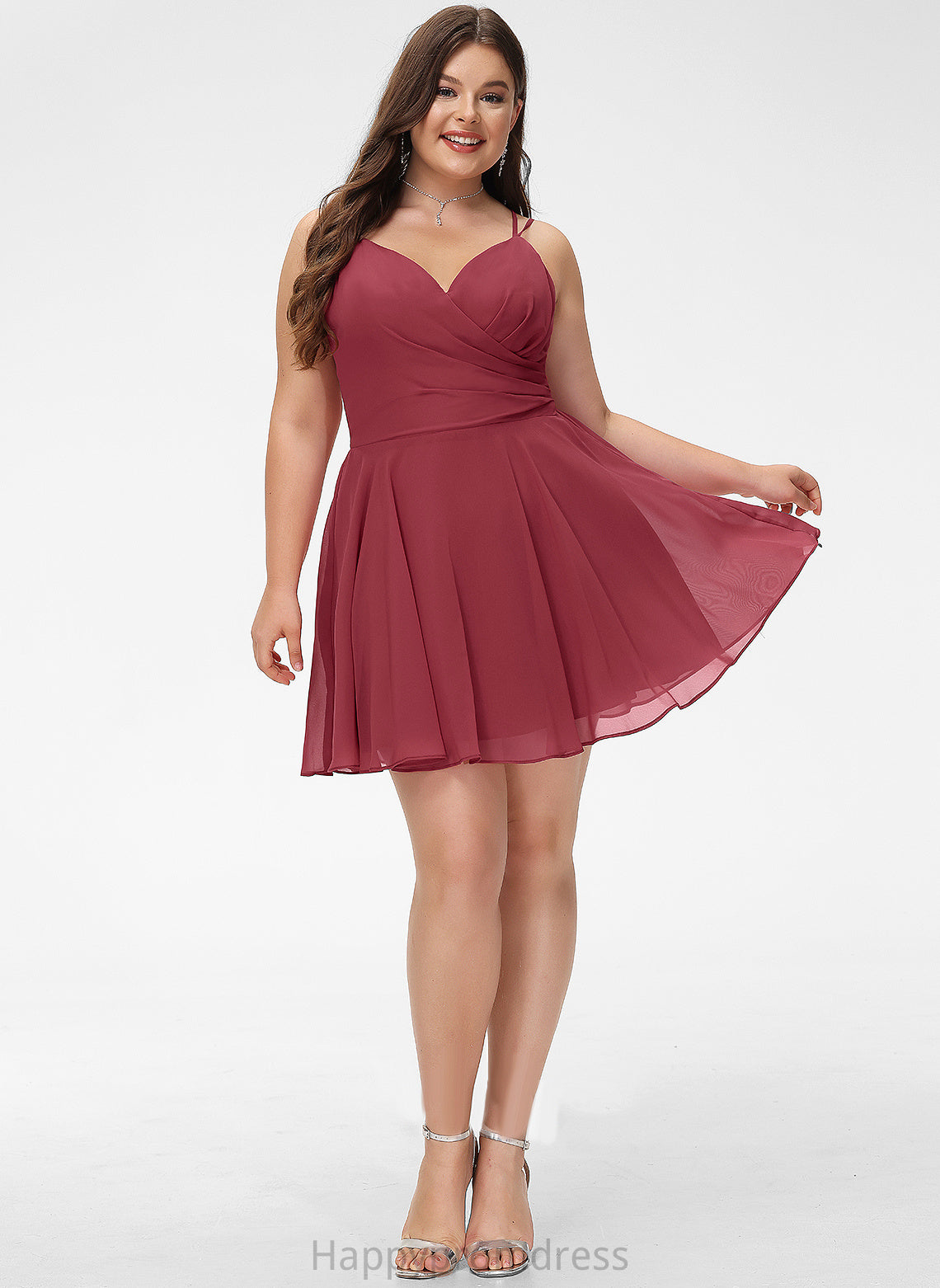 A-Line V-neck Homecoming Dresses Chiffon Homecoming Dress Jocelynn Short/Mini With Ruffle