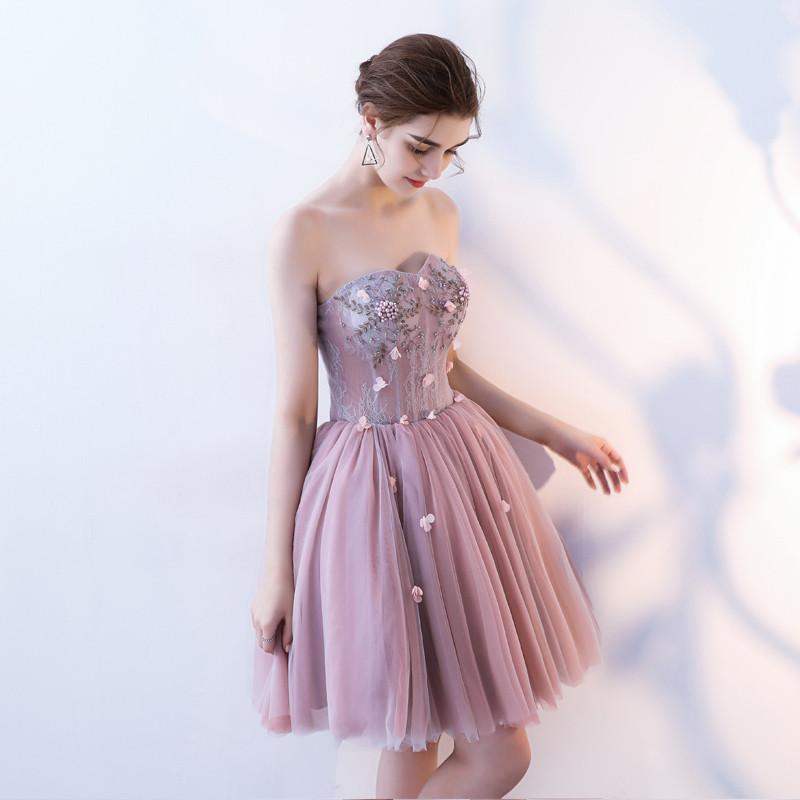 Charming Strapless Sweetheart Tulle A Line Homecoming Dresses