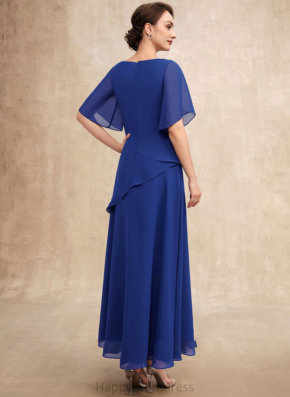 Scoop With Neck the Dress of Bride Chiffon Beading Mother Ankle-Length Amiya Mother of the Bride Dresses A-Line