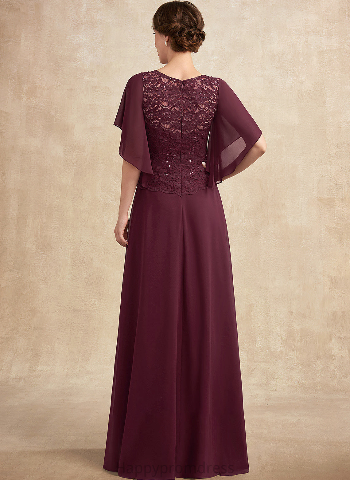 Scoop Lilly Sequins With Mother Lace Neck Floor-Length Mother of the Bride Dresses Bride of Chiffon A-Line the Dress