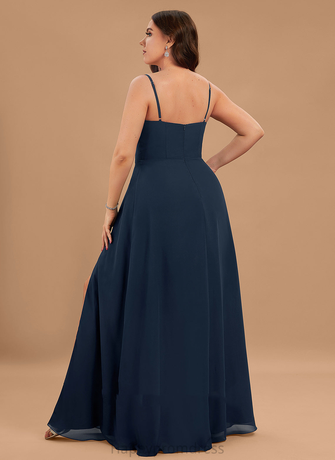 Fabric Silhouette Neckline Floor-Length SplitFront Embellishment SquareNeckline Length A-Line Tess Straps Natural Waist Bridesmaid Dresses