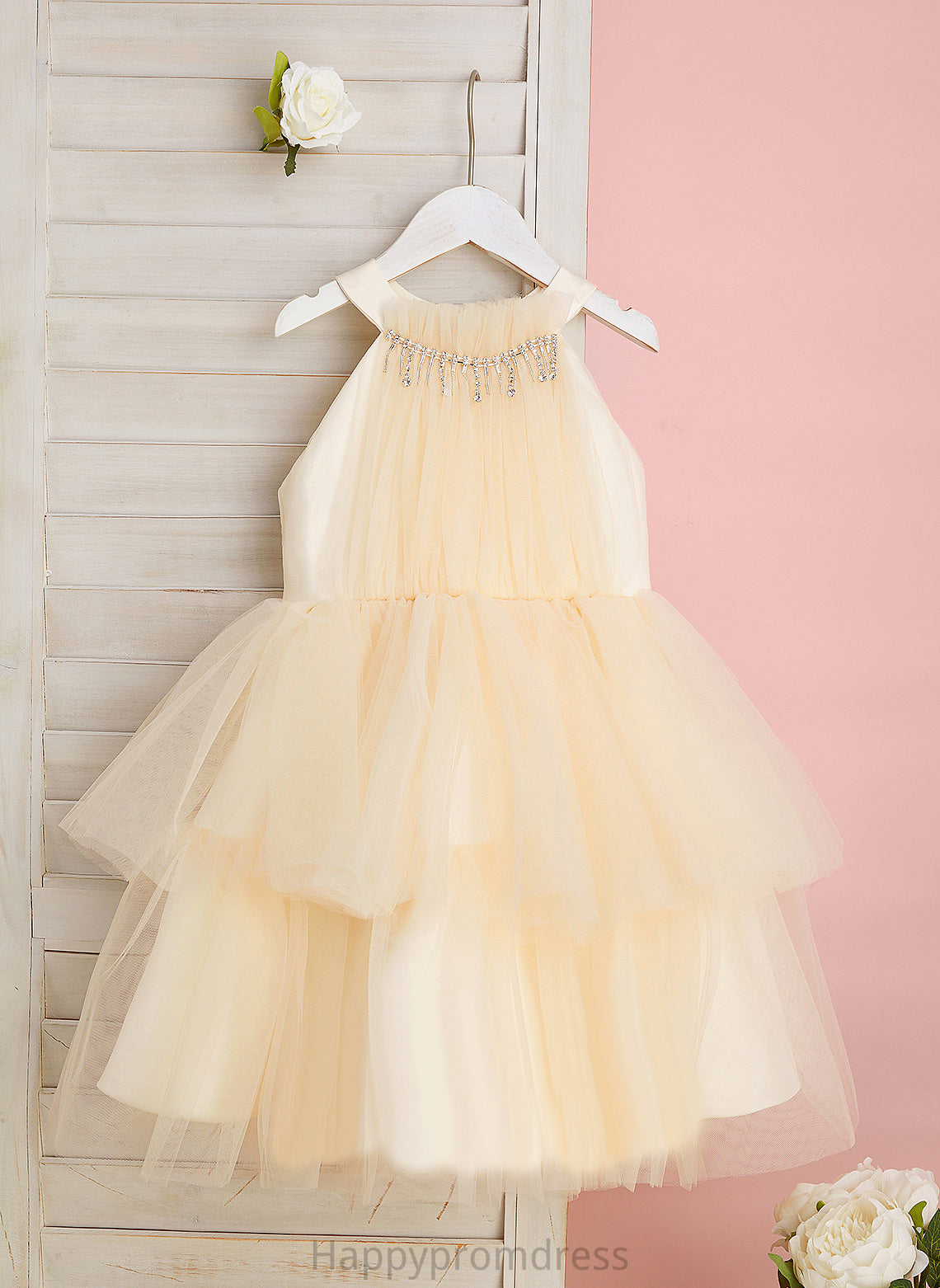 Tulle High Knee-length Ball-Gown/Princess Flower - Sleeveless Mckinley Dress Rhinestone With Girl Flower Girl Dresses Neck