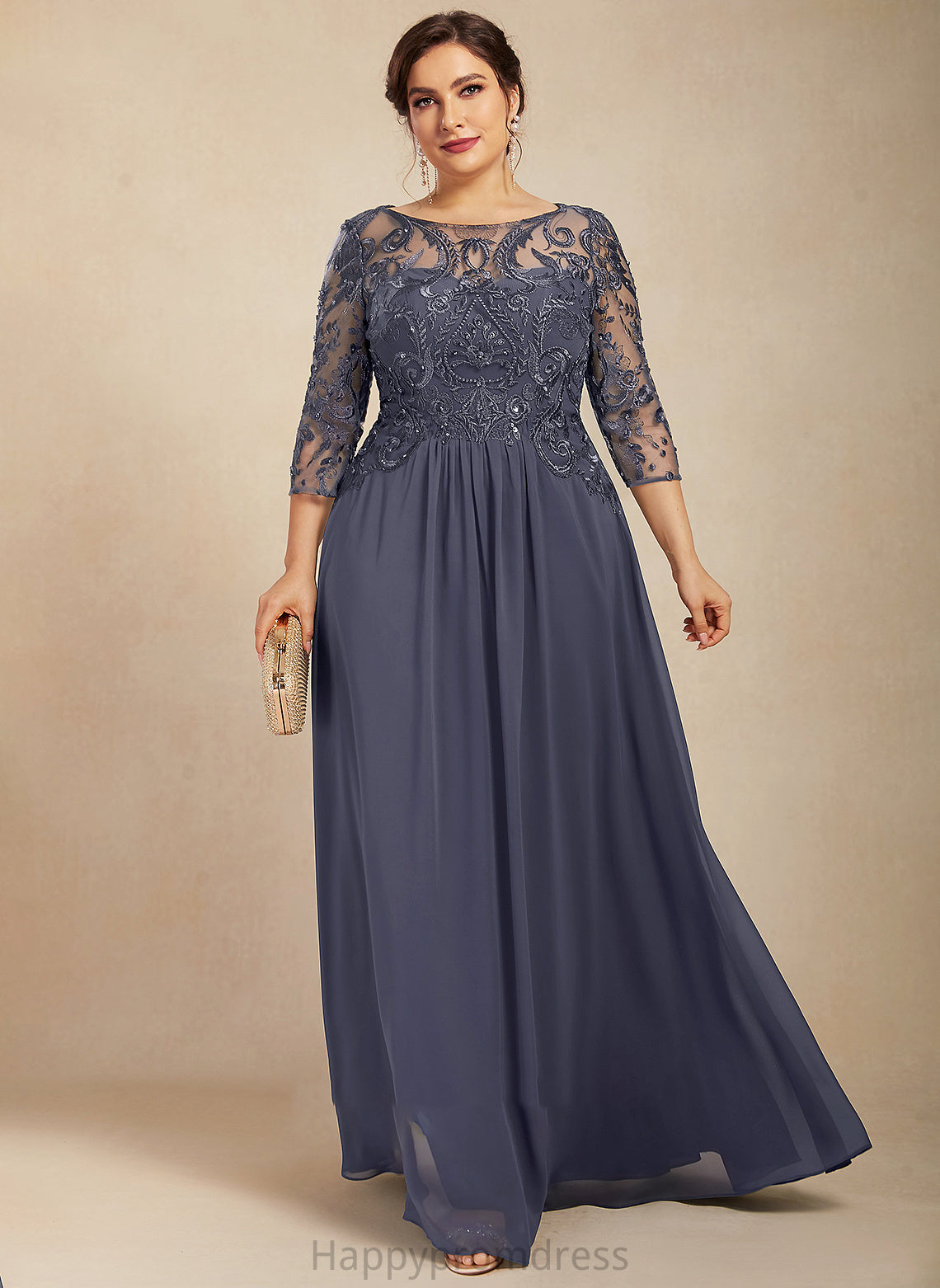 Dress Floor-Length Lace the Scoop With Bride Mother of the Bride Dresses Sequins A-Line Chiffon of Gabriella Mother Neck Beading