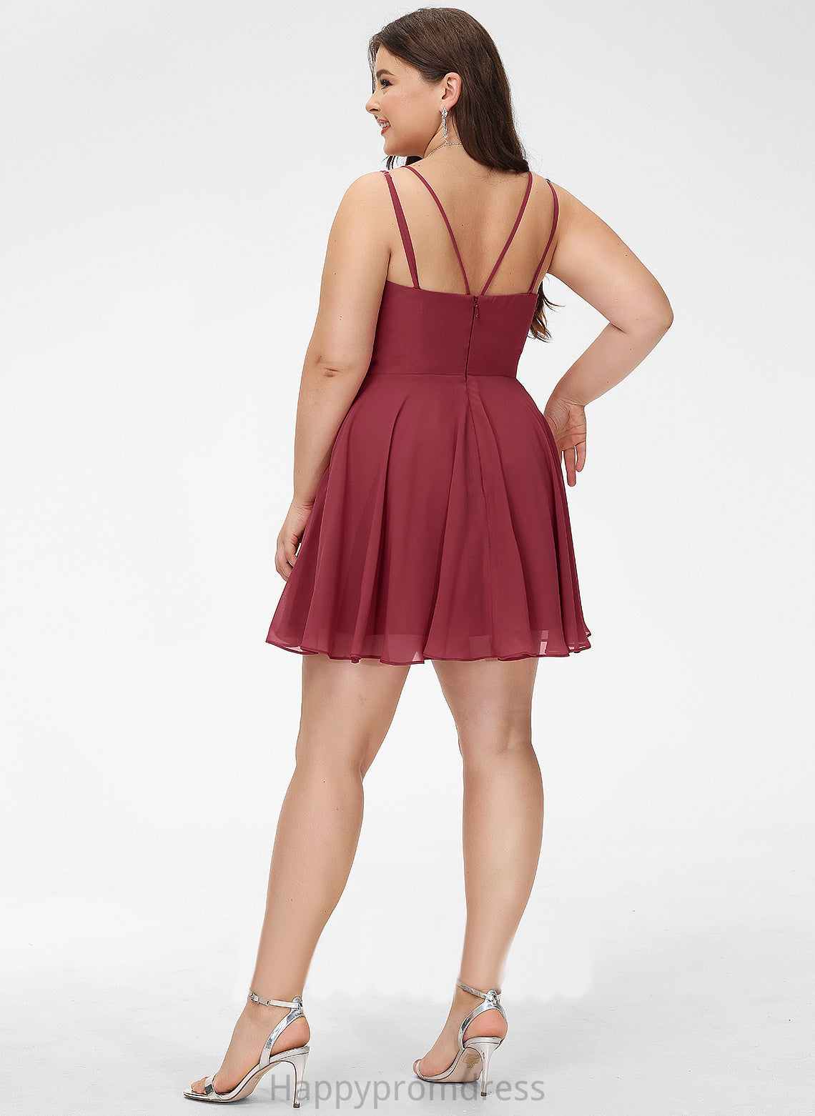 A-Line V-neck Homecoming Dresses Chiffon Homecoming Dress Jocelynn Short/Mini With Ruffle