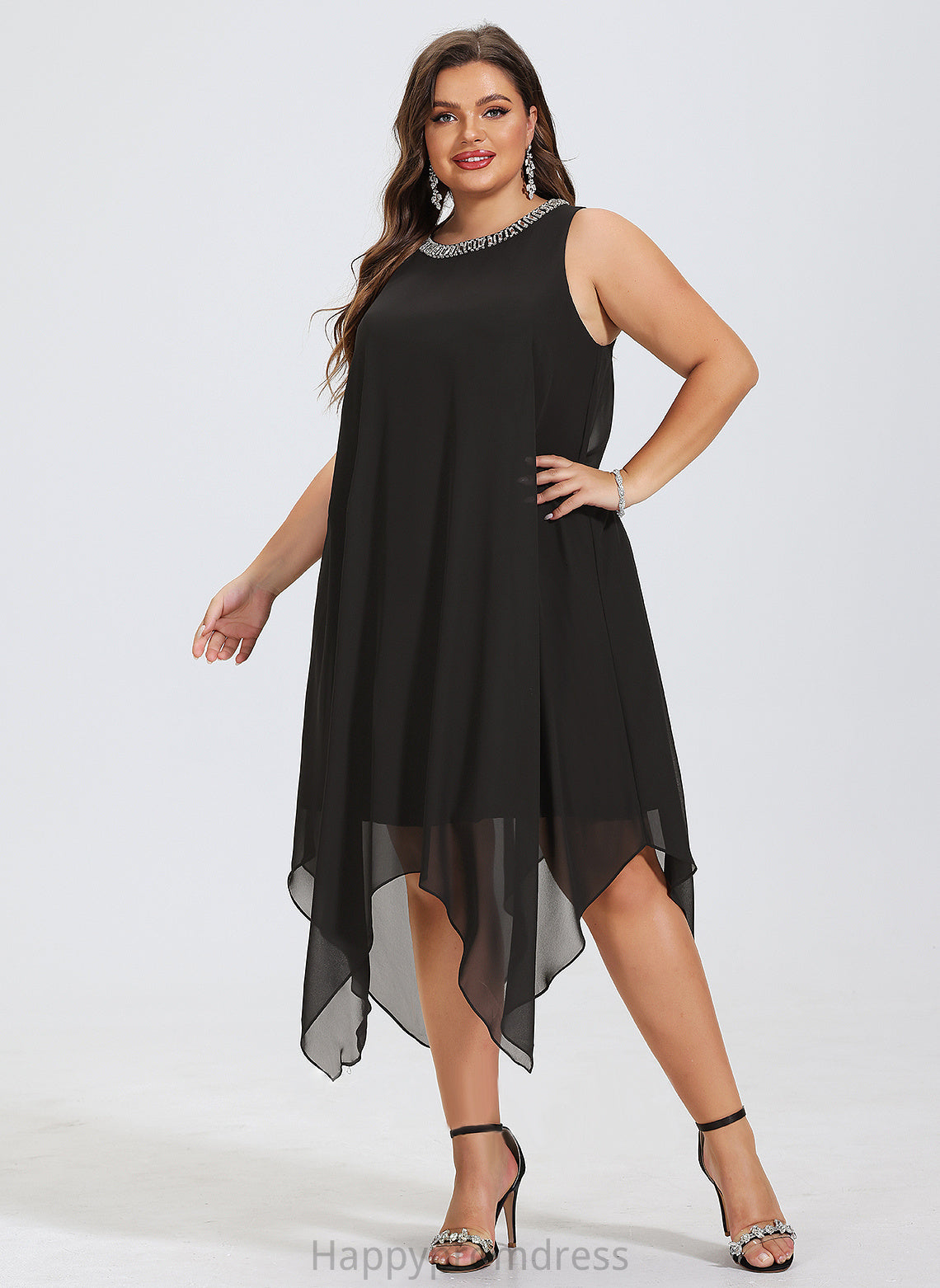 Neck Chiffon Asymmetrical Cocktail Dresses With Lucinda Dress Scoop A-Line Beading Cocktail