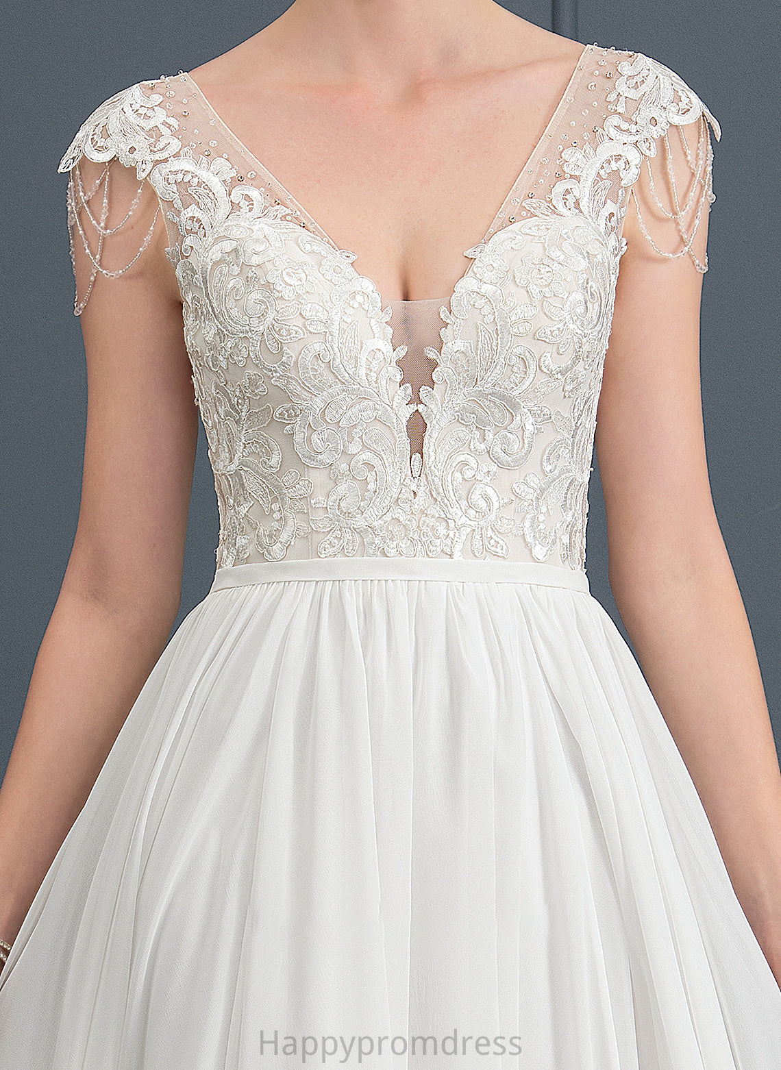 With A-Line Wedding Dresses Chiffon Muriel Sweep Beading Dress Wedding Sequins V-neck Train