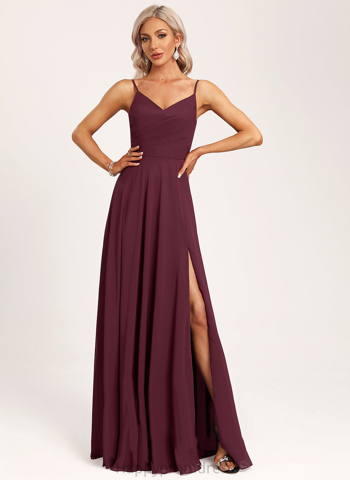 V-neck Floor-Length Fabric Neckline Straps&Sleeves A-Line Length Silhouette Lailah A-Line/Princess Floor Length Empire Waist Bridesmaid Dresses