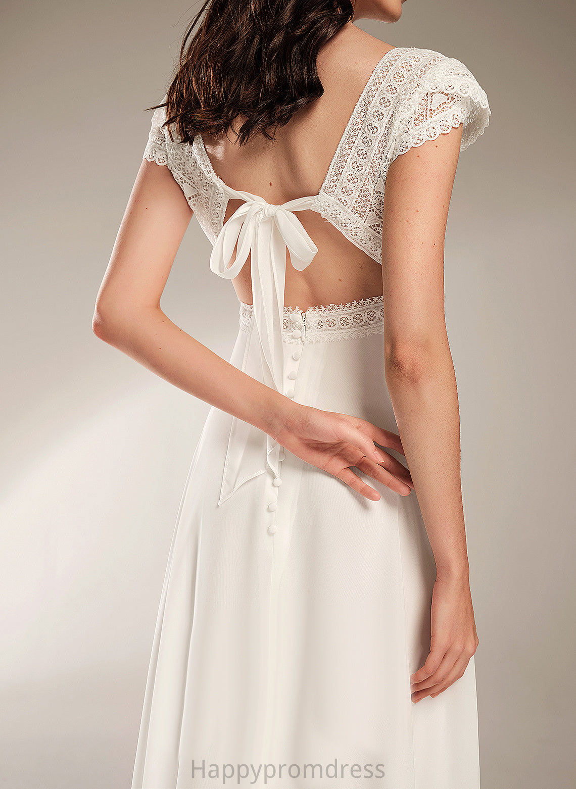 Wedding A-Line Wedding Dresses Chiffon Dress Lace V-neck Lyla Floor-Length