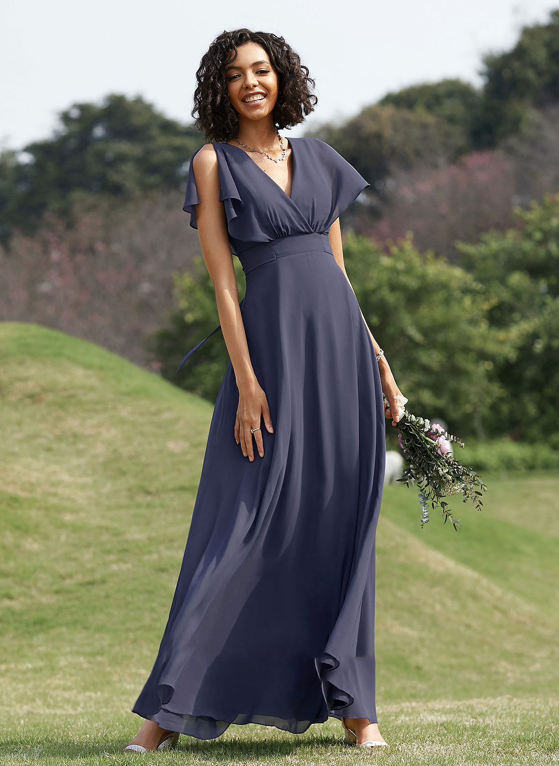 Neckline Fabric Silhouette Length V-neck Floor-Length A-Line Straps Gabriella Floor Length Sheath/Column Sleeveless Bridesmaid Dresses