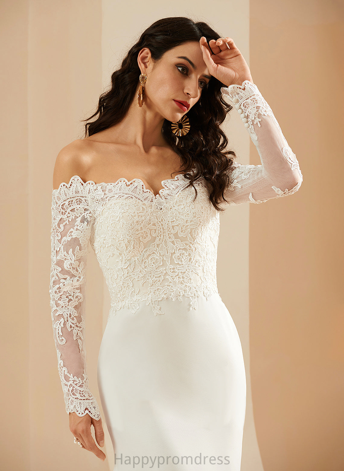 Chiffon Lace Off-the-Shoulder Trumpet/Mermaid Wedding Dresses Jada Wedding Dress With Court Train