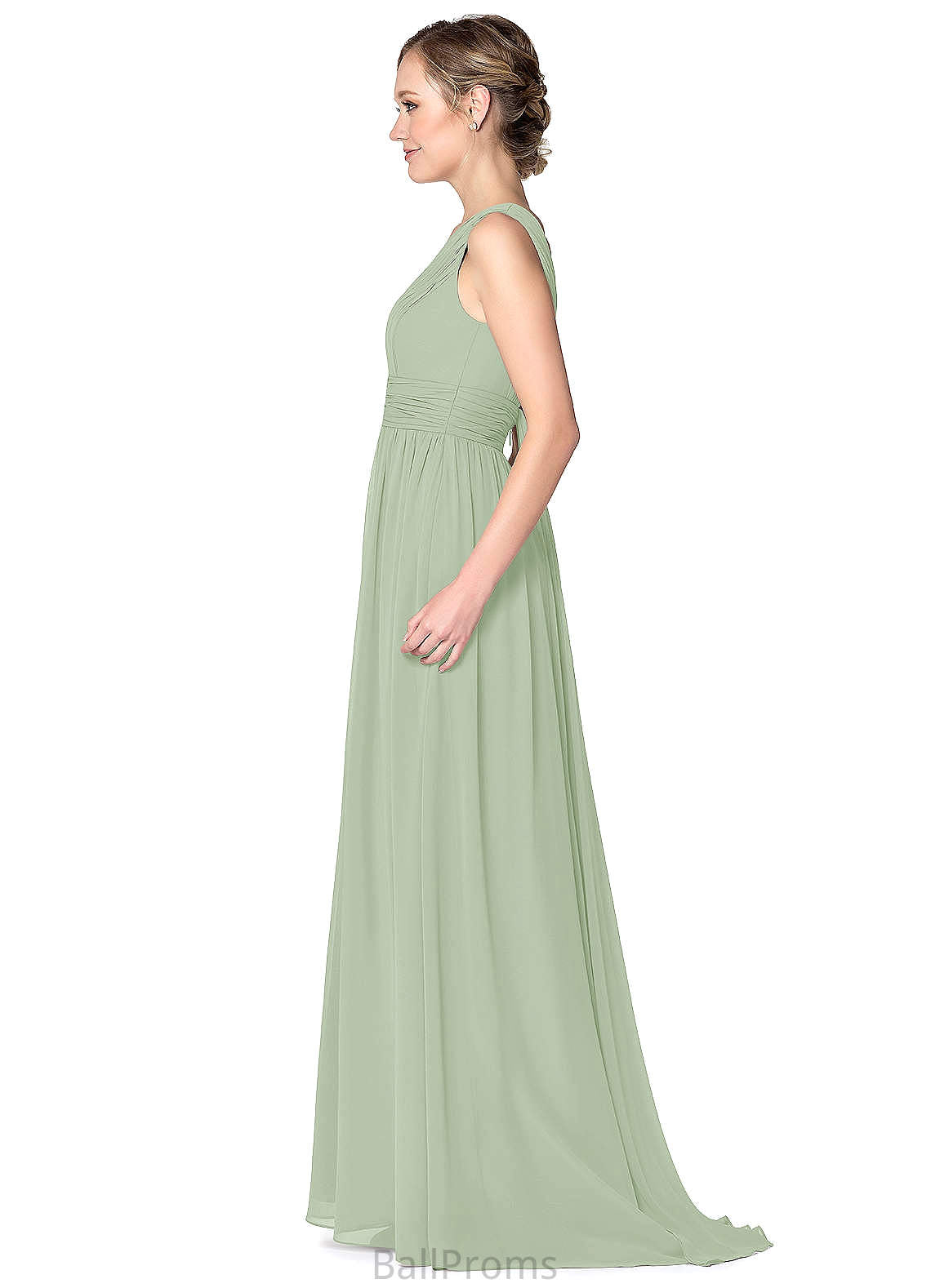 Kamari Natural Waist A-Line/Princess Floor Length Sleeveless Scoop Bridesmaid Dresses