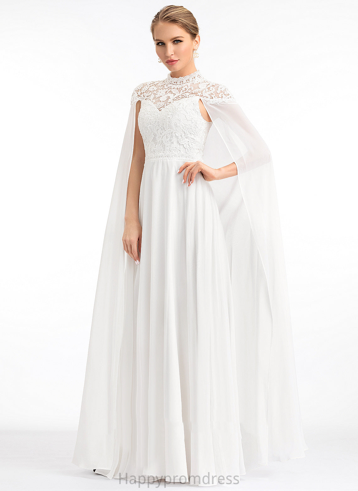 Wedding A-Line Kaylyn High Wedding Dresses Chiffon Floor-Length Lace Dress Neck