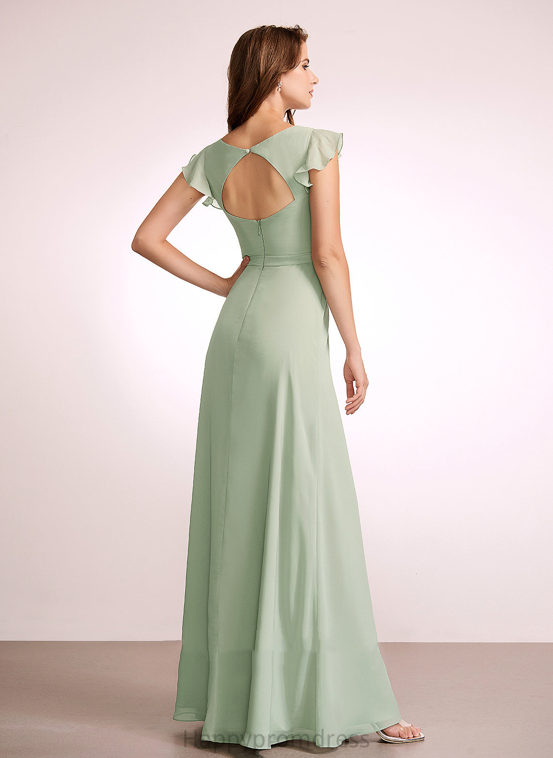 V-neck Floor-Length SplitFront Embellishment A-Line Neckline Fabric Silhouette Length Erica Floor Length Sleeveless Bridesmaid Dresses