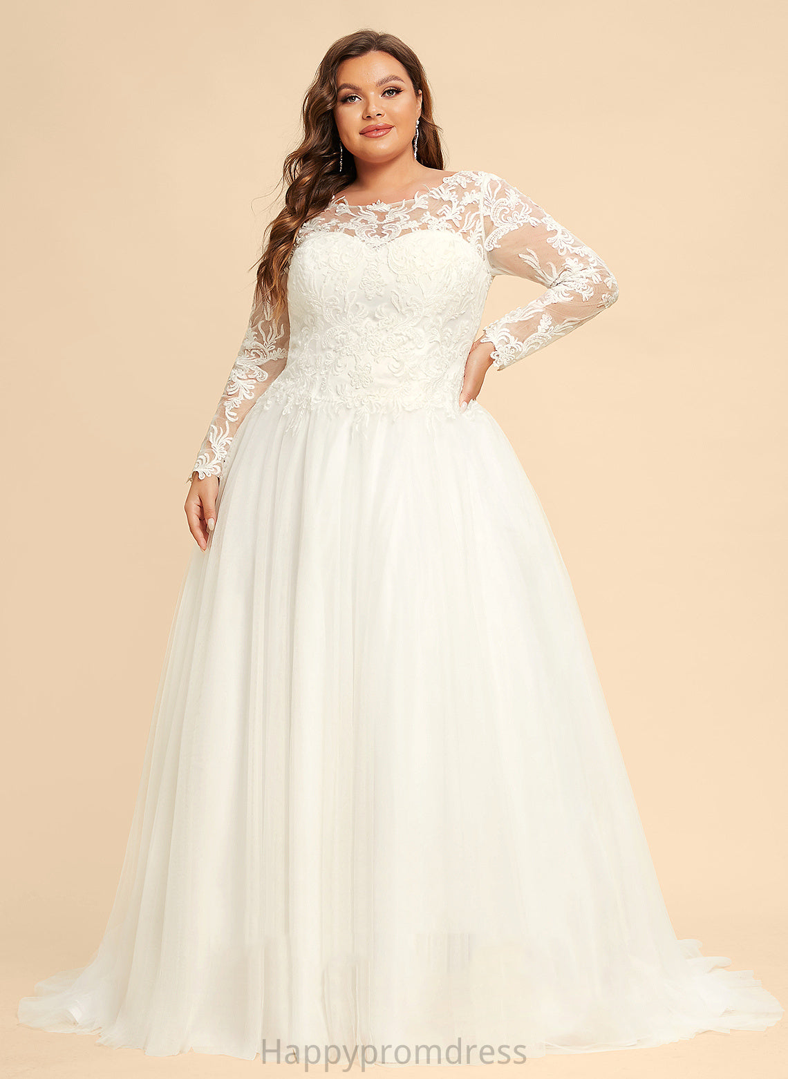 Wedding Sweep Ball-Gown/Princess Reina Lace Train Dress Tulle Wedding Dresses