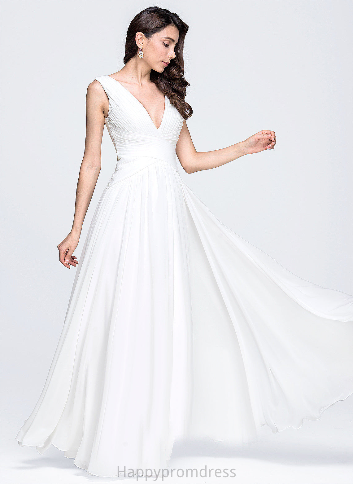 Wedding Dresses Dress With Pleated V-neck Floor-Length Chiffon Wedding Londyn A-Line