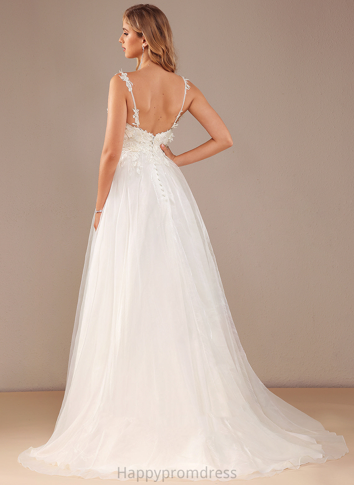 With Ball-Gown/Princess Wedding Dresses Court Angeline Front Dress Lace Split Lace Train Organza Wedding V-neck