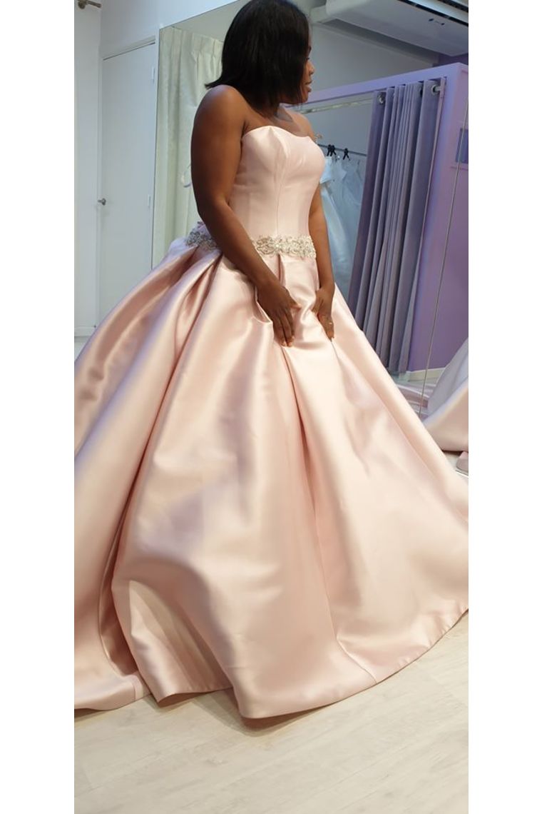 Wedding Dresses Strapless Satin A Line With Beading