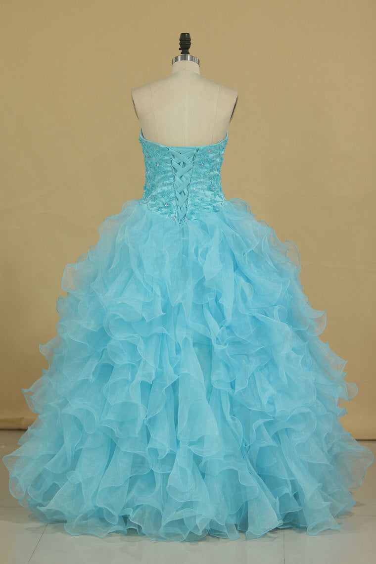 2024 Sweetheart Beaded Bodice Organza Quinceanera Dresses Floor Length