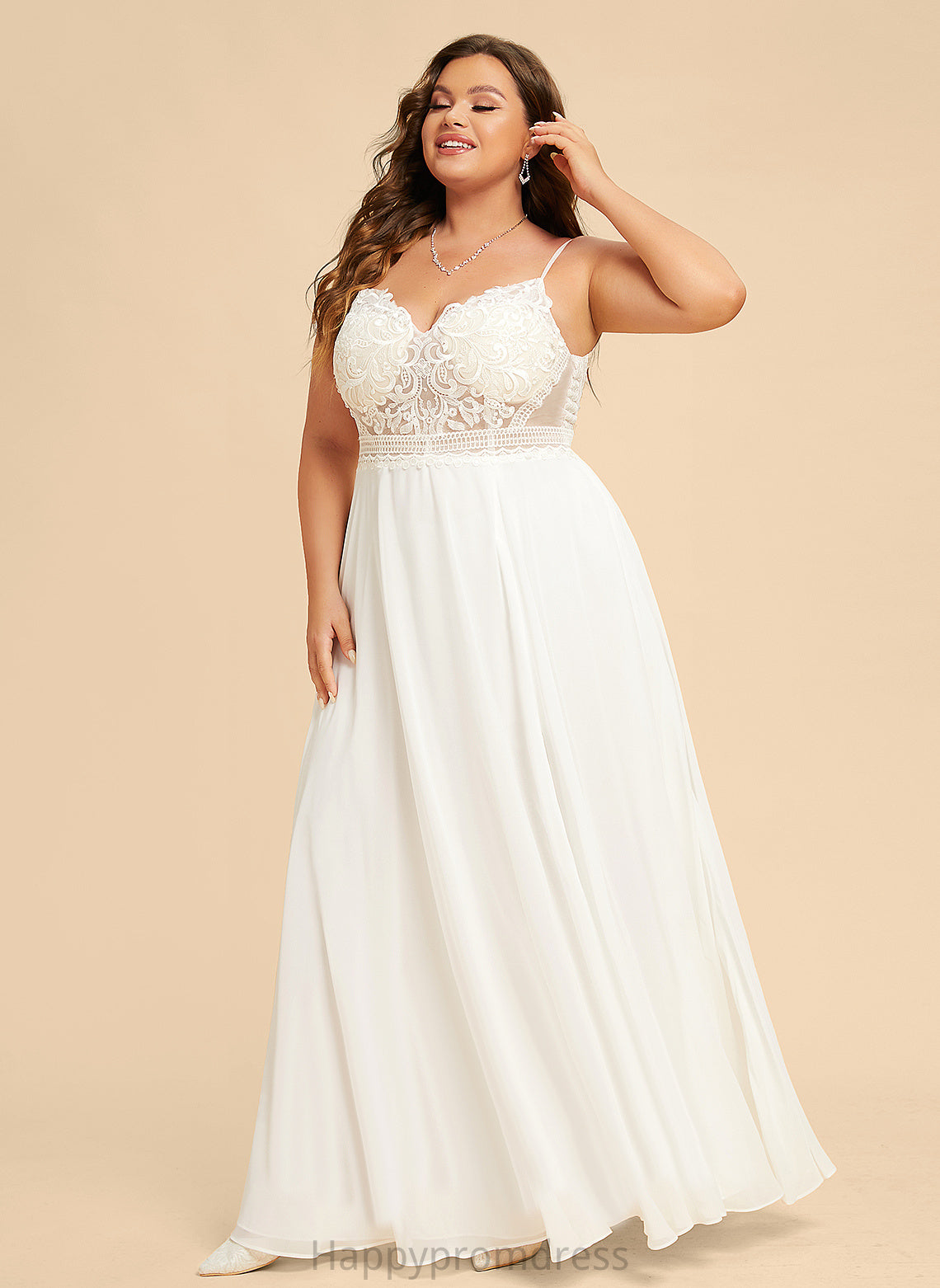 Wedding Floor-Length Dress Wedding Dresses A-Line Sara V-neck Chiffon Lace