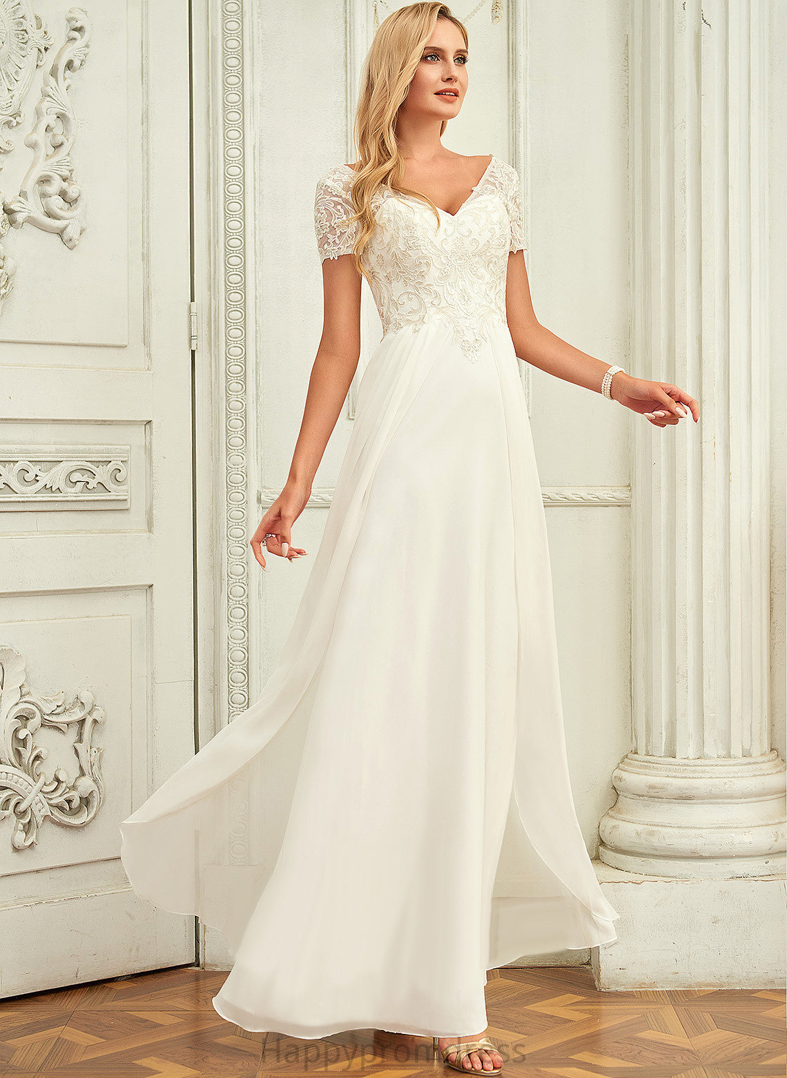 Wedding Chiffon Floor-Length A-Line Wedding Dresses Dress V-neck Dayana